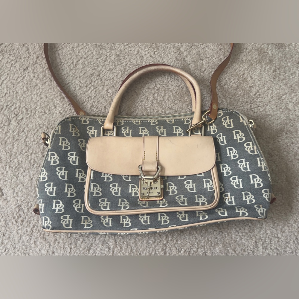 Dooney Bourke handbag satchel with logo pattern